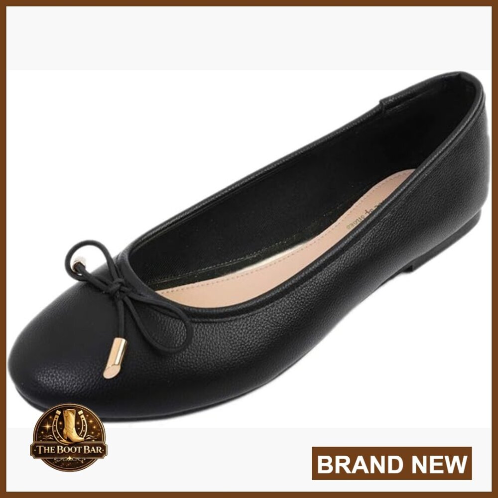 Women's Soft Cushion Ballet Flats with Metal Trim Round Toe Walking Shoes
